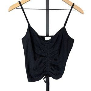 New Abound Cinch Front Rib Knit Crop Tank Black